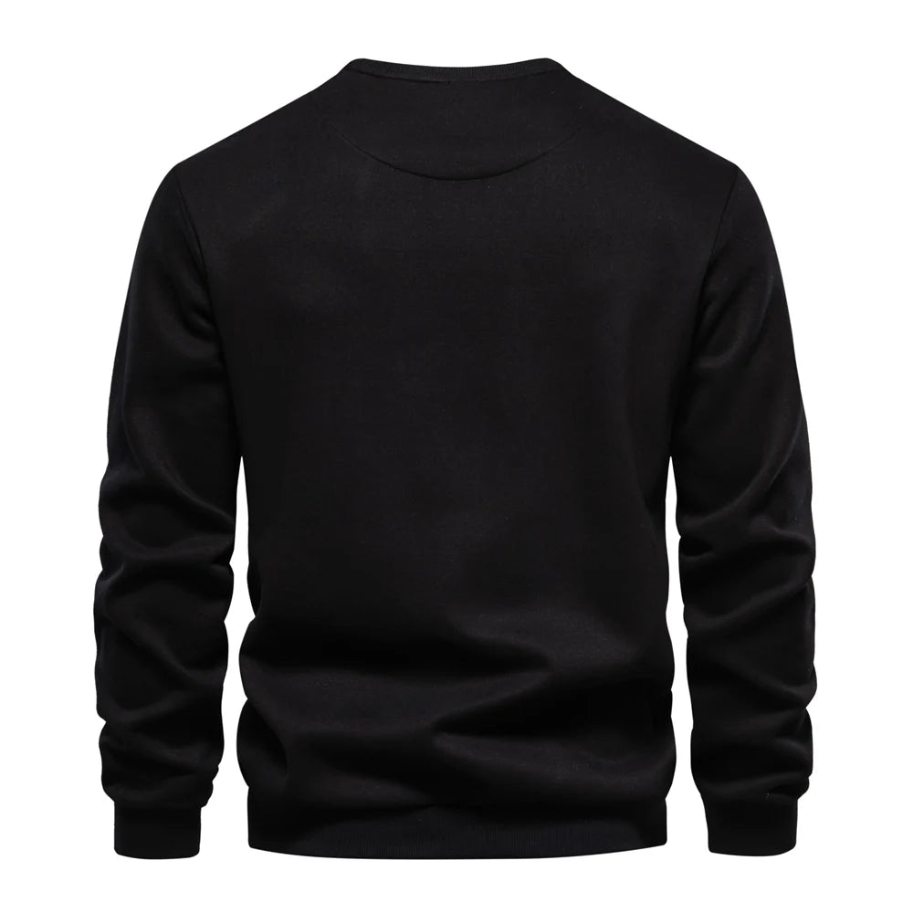 Black Casual Men's Pocket Jumper (Back)