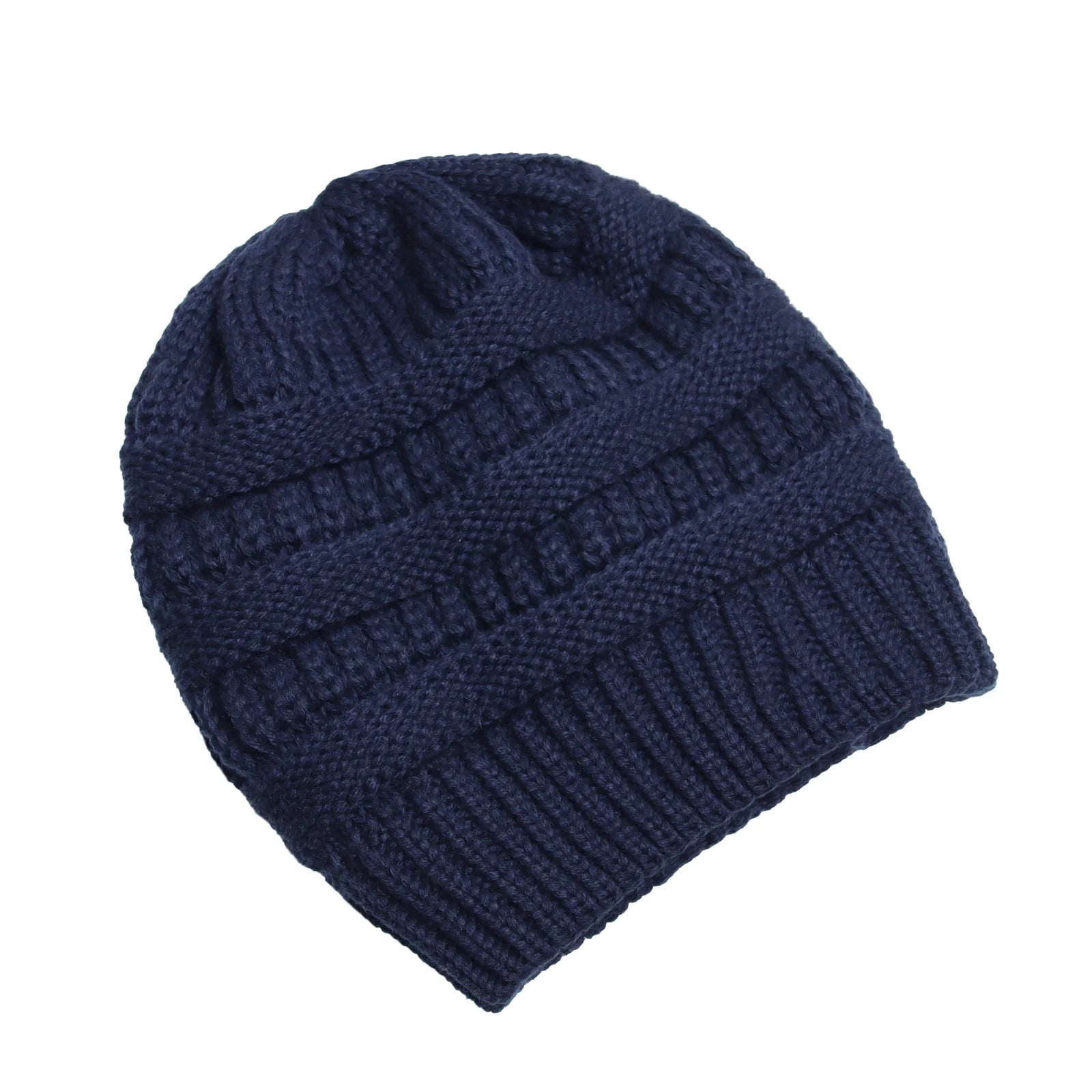 Navy Blue Women's Knitted Beanie Hat